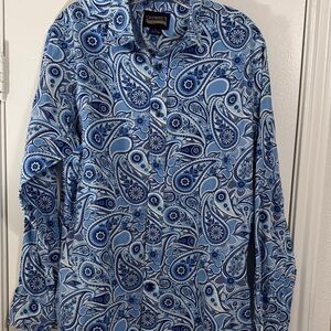 Daniel Cremieux Blue Paisley Button Down Shirt  Size Large